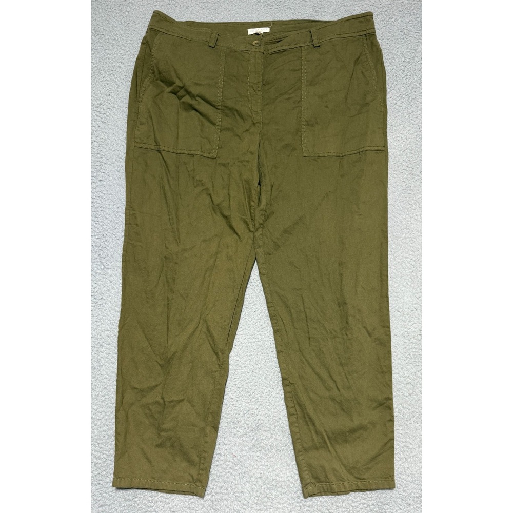 Eileen Fisher Petite Soft Organic Cotton Ankle Pants Olive Green Womens 16P